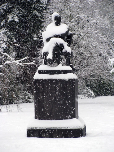 Image: 25th Jul 2011 - Snow - Botanic Gardens #4 - William Sefton Moorhouse Statue