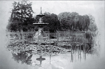 Image: Peacock Fountain and lily pond, Botanic Gardens, Christchurch