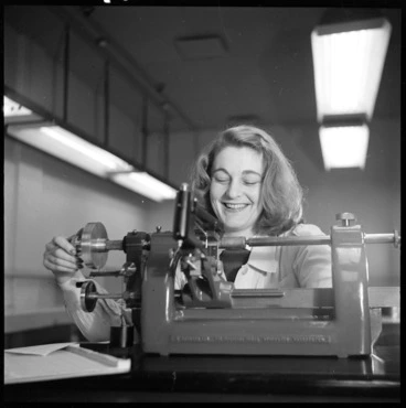 Image: Anthea Abercrombie working in the Dominion Physical Laboratory in Gracefield, Lower Hutt, Wellington
