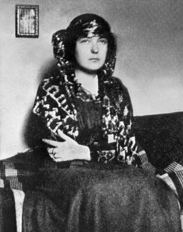 Image: Katherine Mansfield wearing an Arabian shawl, Rottingdean, Sussex, England