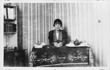 Image: Katherine Mansfield at her work table, Villa Isola, Menton, France