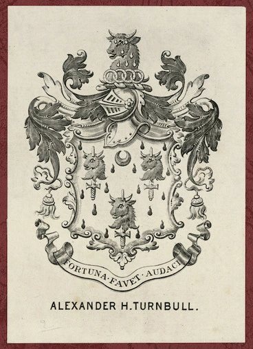 Image: Artist unknown :Fortuna favet audaci. Alexander H. Turnbull. [Heraldic bookplate. ca 1890-1930]