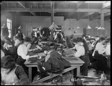 Image: Tailoresses at work, clothing factory, Christchurch