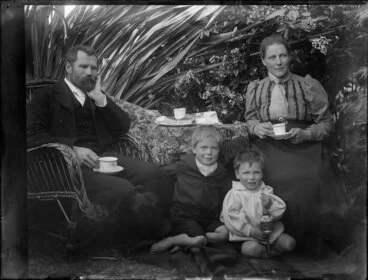 Image: Family portrait, parents and children, Christchurch
