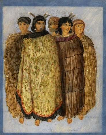 Image: [Merrett, Joseph Jenner] 1815-1854 :[Four Maori girls and one young Maori man. ca. 1846]