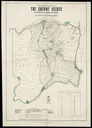 Image: Preliminary plan of the Cheviot Estate as proposed to be divided for disposal [cartographic material] / J.W.A. Marchant, Chief surveyor, Canterbury.
