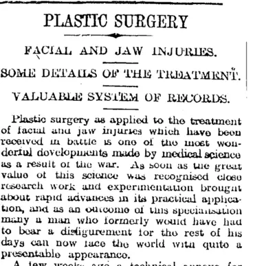 Image: PLASTIC SURGERY (Otago Daily Times 6-9-1919)