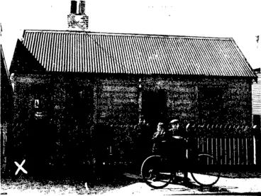 Image: THE HOUSE IN HAINING STREET. WELLINGTON, IN FRONT OP WHICH THE CHINAMAN, YUNG, WAS SHOT.  (Photos by J. H. Daroux.) (Otago Witness, 04 October 1905)