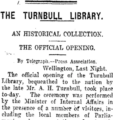 Image: THE TURNBULL LIBRARY. (Taranaki Daily News 29-6-1920)