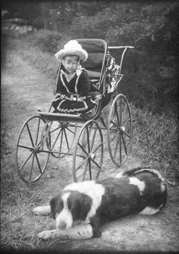 Image: Showing Oswald Binns, aged about one, in the first pram owned....