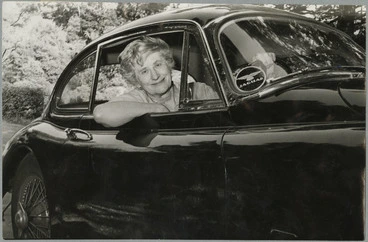 Image: Ngaio Marsh sitting in a car
