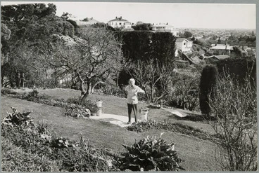 Image: Ngaio Marsh standing in her garden