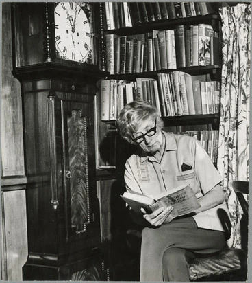 Image: Ngaio Marsh reading a book