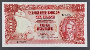Image: Reserve Bank of New Zealand 1940 Fifty Pounds Second Issue