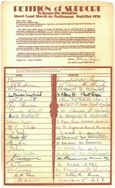 Image: Māori Land March 1975 - Petition Sheet