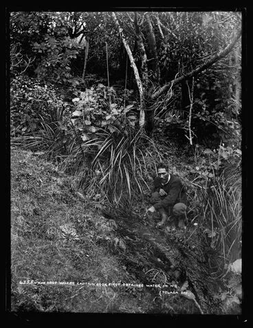 Image: The Spot where Captain Cook first obtained water in NZ, Tolaga Bay