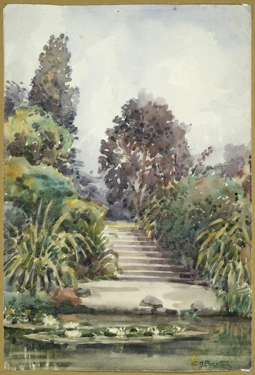 Image: Barton, Cranleigh Harper, 1890-1975 :Botanical Gardens, Christchurch. 1919. Now completely changed