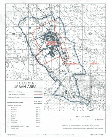 Image: Tokoroa urban area / drawn by the Department of Lands & Survey, Wellington, N.Z.