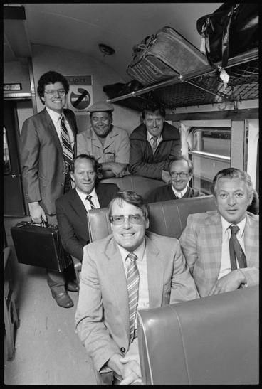 Image: Labour Party caucus members on a train in Wellington - Photograph taken by Ross Giblin