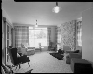 Image: Living room, probably Cook house, 16 Orr Crescent, Epuni, Lower Hutt