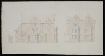 Image: [Thomas Turnbull & Son :Residence Bowen Street for A H Turnbull Esq[uir]e. February 1916. Elevation only in pencil & pale watercolour]
