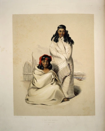 Image: Angas, George French 1822-1886 :E Wai and Kahoki, nieces of Rauparaha. George French Angas [delt]; W. Hawkins [lith]. Plate 9, 1847.