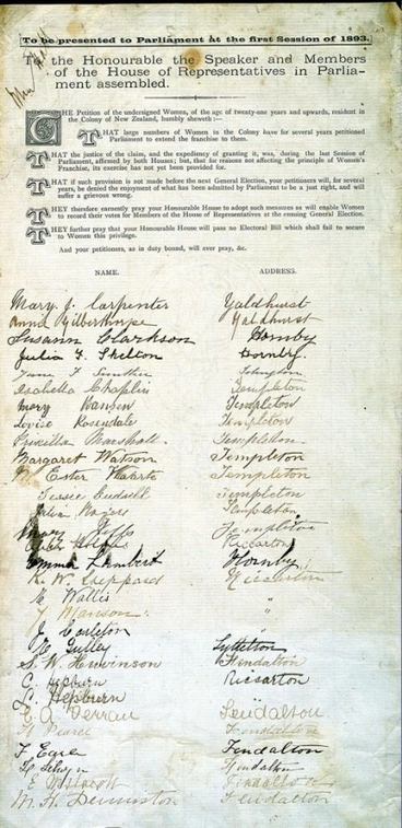 Image: Suffrage petition, 1893