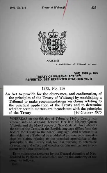 Image: Treaty of Waitangi Act 1975