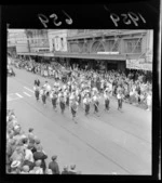 Festival of Wellington parade and onlookers with Ponsonby Samoan Marching Band, Willis Street, Wellington