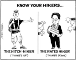 Know your hikers... The hitch-hiker (thumbs up), the rates hiker (thumbs down). 29 January 2009.