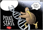 Police state. Expanded DNA sampling. "Gulp. The first steps..." 13 February 2009.