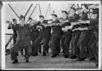 NZ airmen rehearse haka for arrival in Vacouver and training in the Empire Air Training Scheme