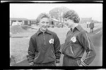 Two unidentified women athletes from Australia at the British Empire Games, Cardiff, United Kingdom