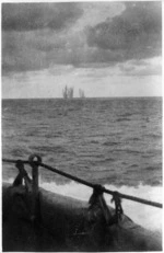 View from Achilles showing shell from the Graf Spee bursting