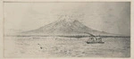 Richmond, James Crowe, 1822-1898, or Christopher William Richmond, 1821-1895 :[Taranaki from the sea; Mount Egmont from off Warea. ca 1860]