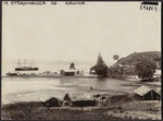 Harbour, Kahwia, Waikato region, with Maori settlement
