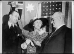 Alick McLean, Mrs J W Findlay and the Hon Frank Langstone at the Anzac War Relief Fund reception at New York