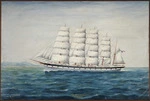 Barnes, Frank, 1859-1941 :Five mast barque France off the Kaikouras. [1921?]