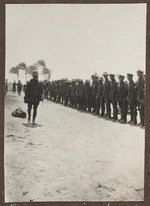 A New Zealand officer inspecting the troops, Sidi Bishr, Egypt