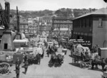 Queen's Wharf, Wellington, facing Post Office Square, showing drays laden with goods