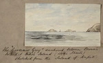 Pearse, John, 1808-1882 :[New Zealand coastal views, 1854 - 1856] The Governor Grey anchored between Browns Island and Hiko's Island sketched from the Is of Kapiti.