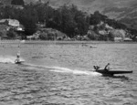 Green & Hahn : Man aquaplaning on Akaroa Harbour