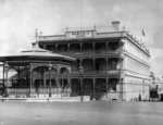 Masonic Hotel and a band rotunda, Napier