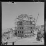 Control tower at Rongotai Aerodrome, under construction, Wellington