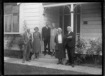 Three couples standing outside the house of Henry Whitehead, 713 Seddon Street, Hastings