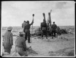 British artillery shelling enemy positions, Western Desert