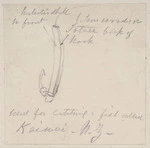 [Strutt, William] 1825-1915 :[Sketch of hook] used for catching a fish called kaiwai, New Zealand. [1855 or 1856]
