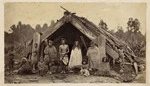 Bragge, James 1833-1908 : Unidentified group of people in front of a meeting house in Masterton