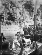 Group aboard the steamer Ohura, Whanganui River