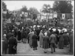 The Governor-General, Sir Charles Fergusson, laying the foundation stone to Te Aute College, with guests and locals looking on, new building under construction, Hawke's Bay District